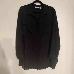 Chicos Black Long Sleeve Button Up Pocket Blouse 3/XL/16